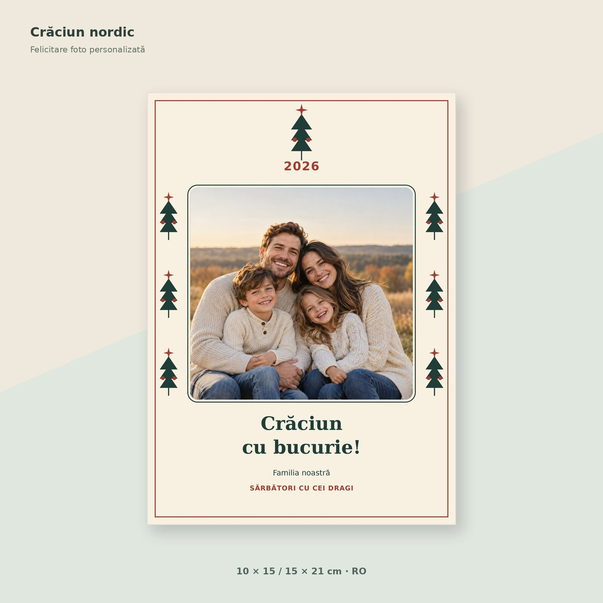 Felicitare foto de Crăciun – Crăciun nordic – Română / RO