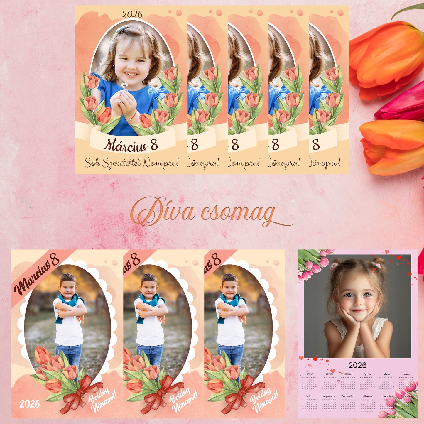Díva csomag (naptár + 5db képeslap + 3db hütőmágnes)