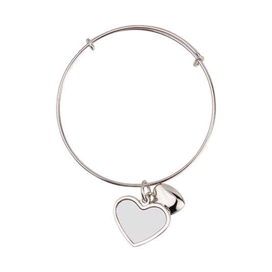 Brățară Metalică cu Pandantiv Inimă Sublimabil - Personalizabilă