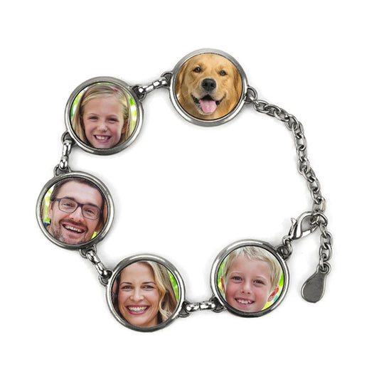 Brățară Metalică cu 5 Pandantive Rotunde - Personalizată