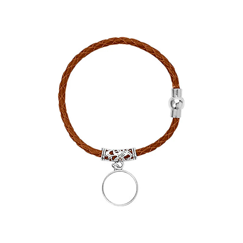 Brățară Piele Maro cu Pandantiv - Personalizabil