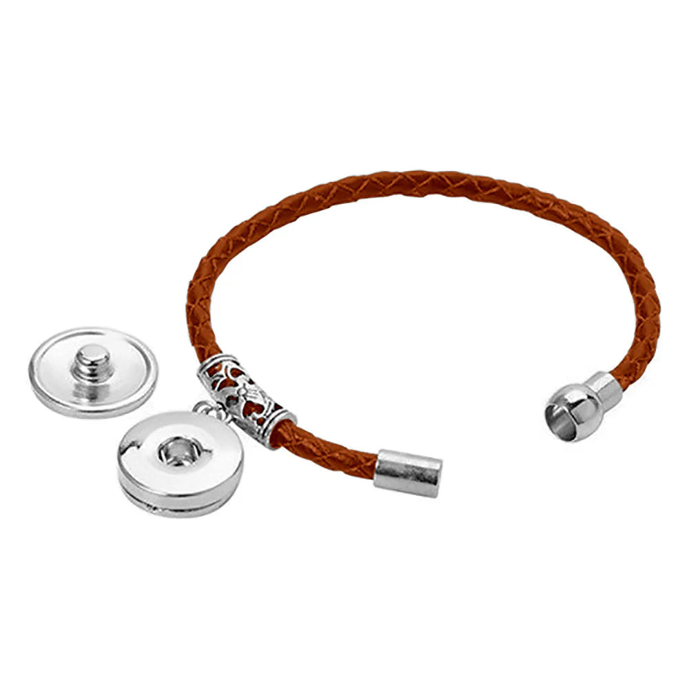 Brățară Piele Maro cu Pandantiv - Personalizabil