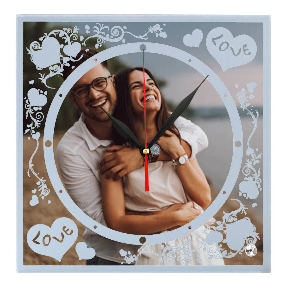 Ceas Sticlă Love 20x20cm - Personalizat