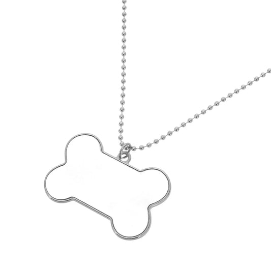 Colier Metalic Os de Cățeluș Sublimabil - Personalizabil