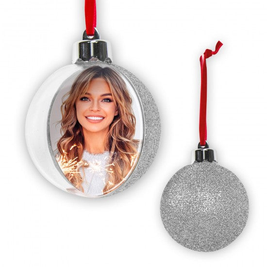 Glob Mare Personalizabil Ø 10 cm – Disponibil în Roșu, Auriu și Gri cu Spate Lucios Glitter