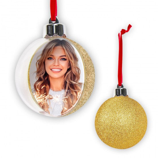 Glob Mare Personalizabil Ø 10 cm – Disponibil în Roșu, Auriu și Gri cu Spate Lucios Glitter