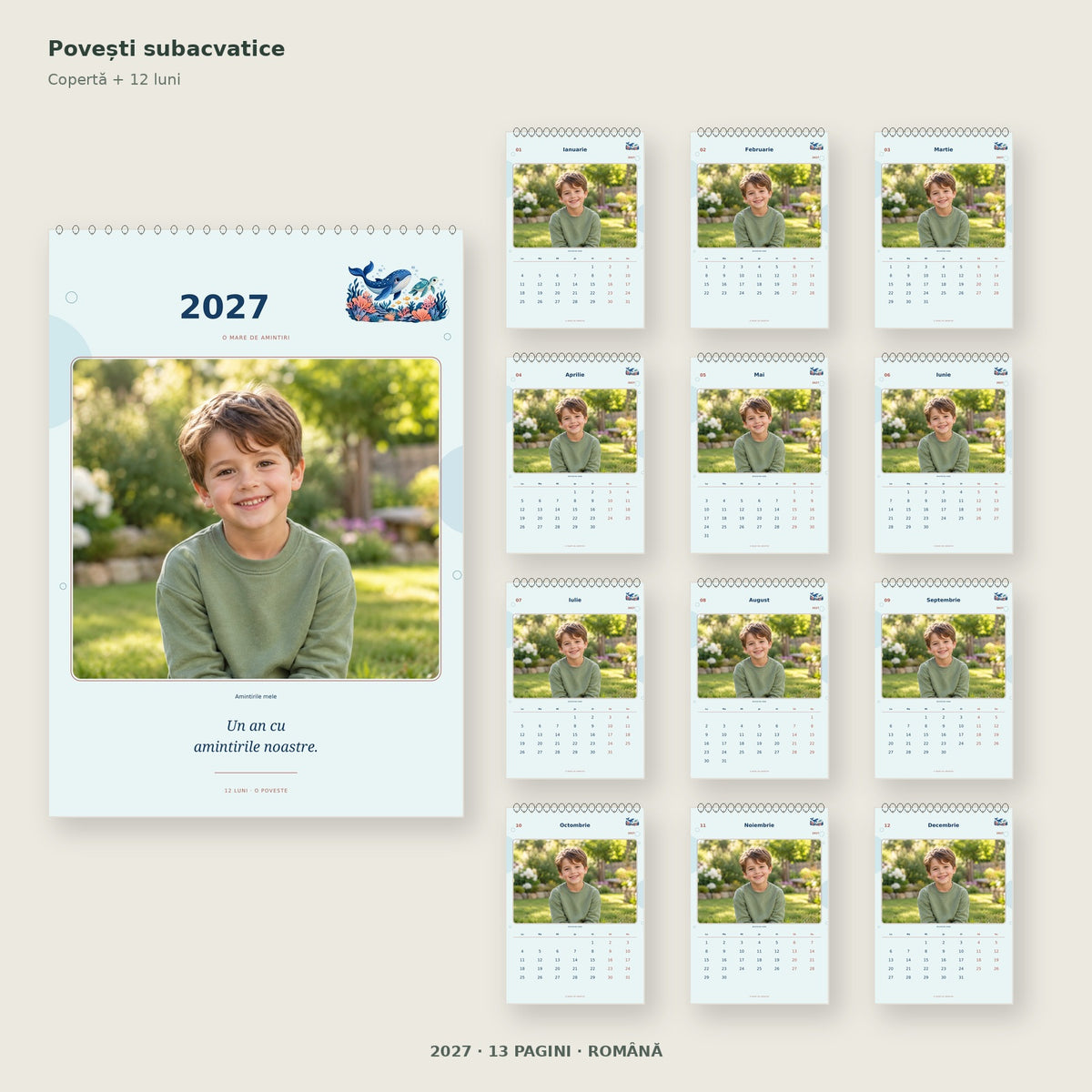Calendar foto 2027 cu 13 pagini – Povești subacvatice – Română / RO