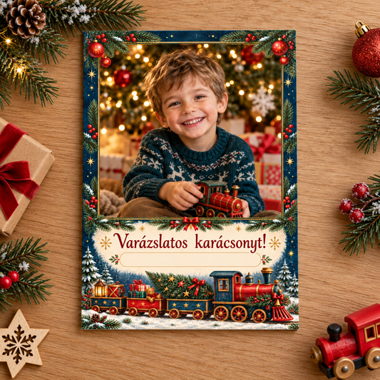 Fotós karácsonyi köszöntő – Karácsonyi kisvonat