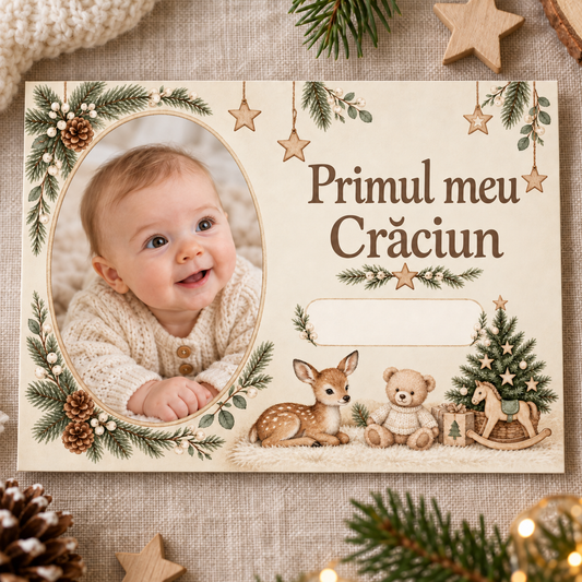 Felicitare foto de Crăciun – Animăluțe de pădure