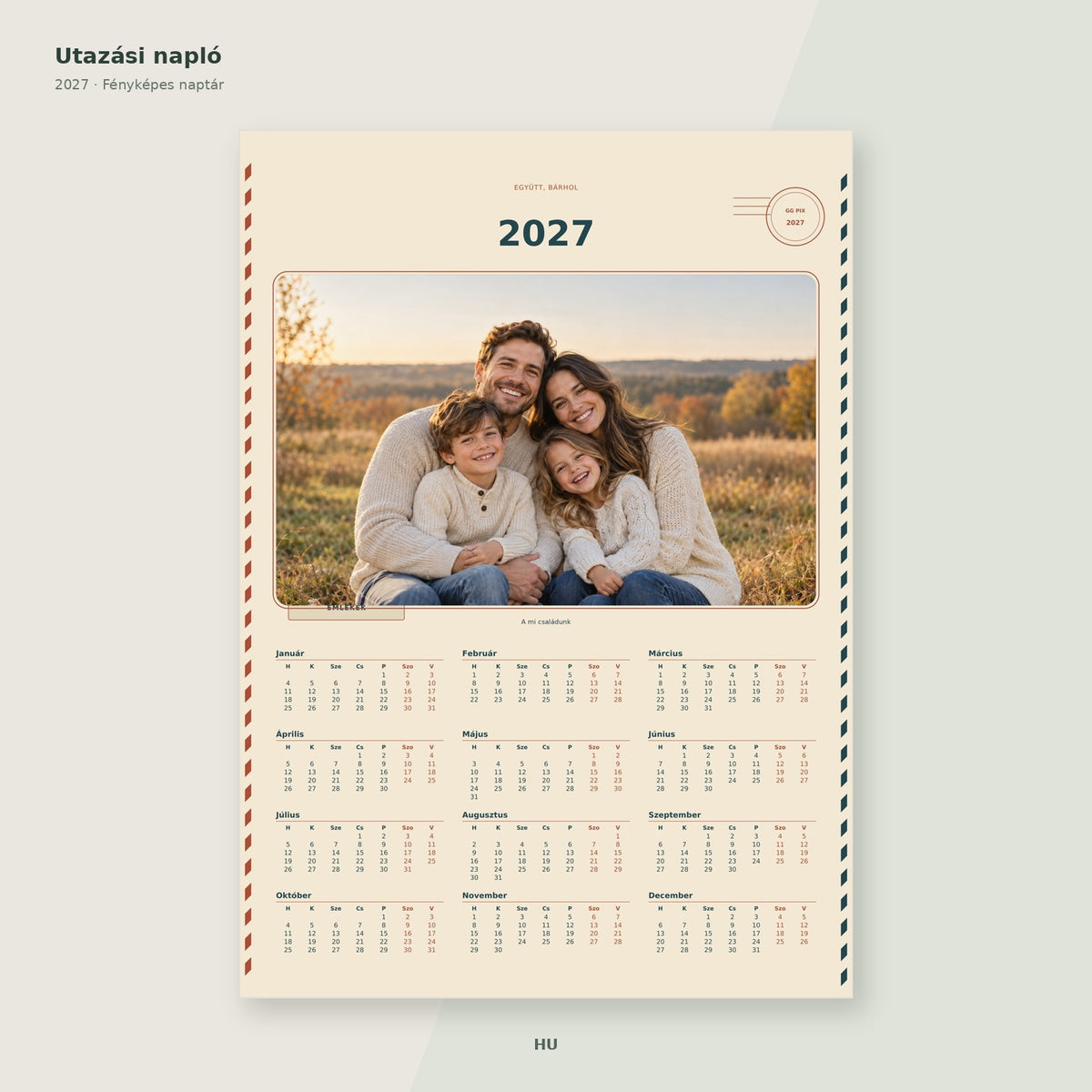 2027-es fényképes naptár – Utazási napló – Magyar / HU