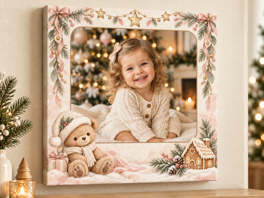Tablou canvas de Crăciun – Ursuleț și turtă dulce